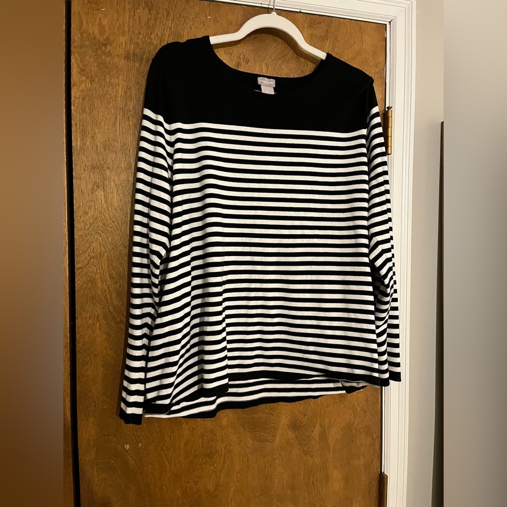 Chicos sweater, black and white, size 3